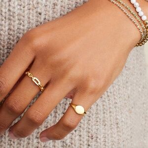 NWT Gorjana ENGRAVABLE Bespoke Signet Ring (gold) Size 8 18 K Gold